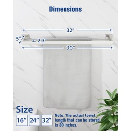 Alise Double Towel Bar, 32" SUS304 Stainless Steel Towel Racks for Bathroom, Long Bathroom Towel Rack Wall Mounted, Heavy Duty Towel Holder, Brushed Nickel