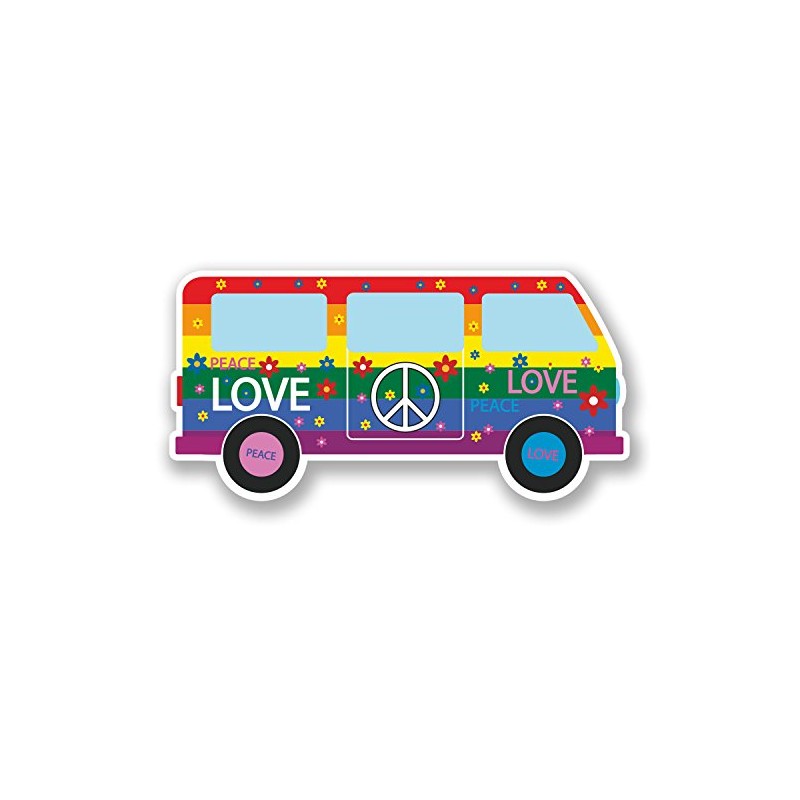 2 x 10cm Peace Love Vinyl Sticker Symbol Hippy Surf