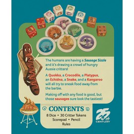 Sausage Sizzle, Press Your Luck Dice Rolling Game Featuring Australian Animals Stealing Food - 25th Century Games