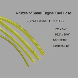 （2 Feet/each）Fuel Line Hose Small Engine Tube for Weedeater Craftsman Trimmer Chainsaw Blower (4 Size：I.D. x O.D. 3/32" x 3/16" 1/8" x 3/16" 1/8" x 1/4" .080" x .140"）