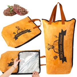 BBQ Blanket for Resting Meat, Reusable Reat Insulated Resting Bag, 21" Smoker Meat Resting Blanket with Wide Mouth, for Large Briskets/Pork Shoulders/Turkey/Beef - Camping, Picnics Gifts for Men