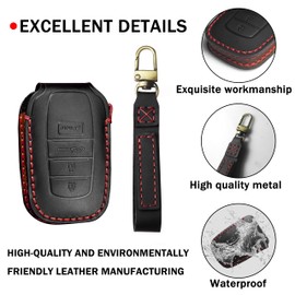 SENSHINE Key Fob Cover for Toyota Tundra Accessories 2025 2022-2024 Sequoia 2023-2025 Venza 2021-2023 Camry 2025 Grand Highlander Tacoma 2024 Key Case Shell Protect Key Decoration Cover (Red Stitch)