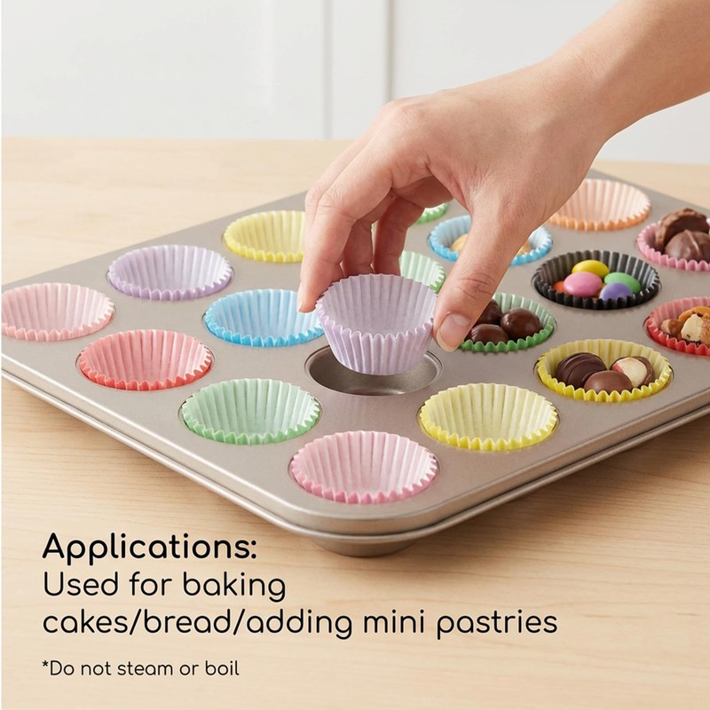 600 Pcs Mini Cupcake Liners for Baking 1Inch Colorful Cupcake