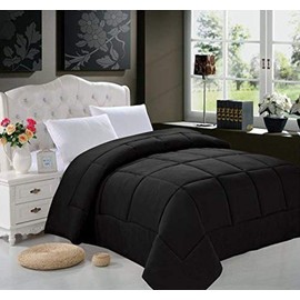 Elegant Comfort Luxurious Goose Down Alternative Double Fill Comforter (Duvet Insert), Full/Queen Size, Black