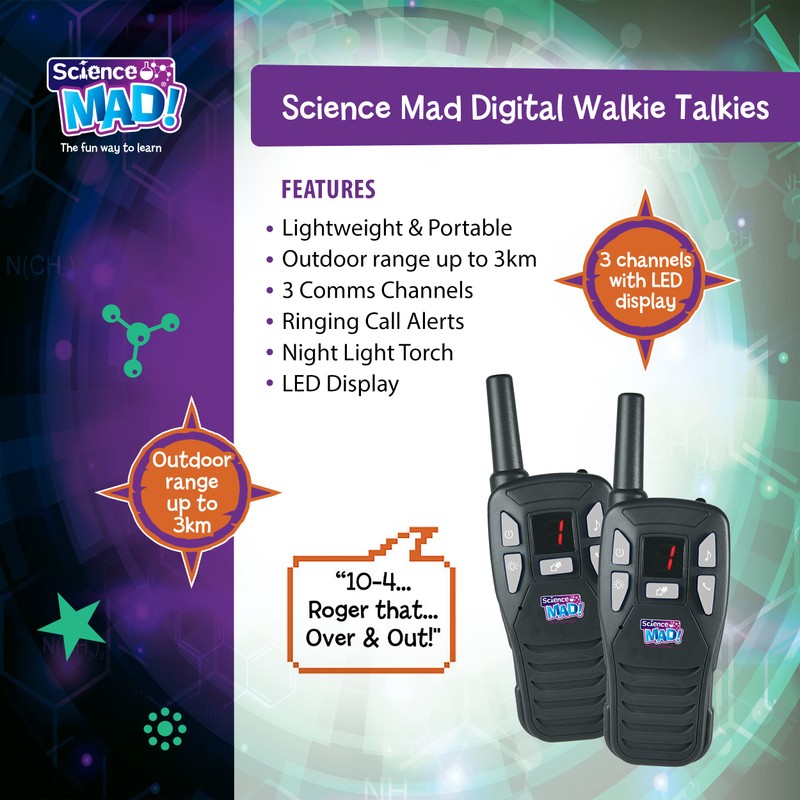 Science Mad Digital Walkie Talkies For Kids - For Fun