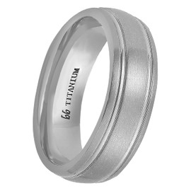 Boston Bay Diamonds Men's Titanium 7mm Comfort Fit Framed Double Channel Wedding Band Ring, Size 9