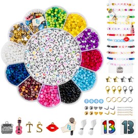 Goldwise Friendship Bracelet Kit for ERAS Tour, 30 Colors(Album Inspired) 4mm Glass Seed Beads for Jewelry Making, Letter Beads (A-Z) with Charms, 13" Tattoo Sticker, DIY Crafts for Gifts Birthday