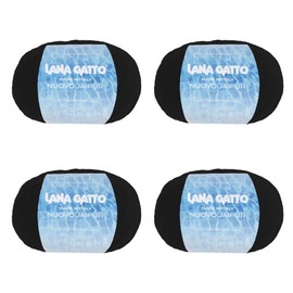 Lana Gatto Line Nuovo Jaipur Cotton Yarn, 100% Cotton for Knitting or Crocheting, 4 Balls Length 400 m on 200 g Cotton (Black, 4)