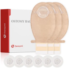DERAYMI 22 Colostomy Bags, Two Pieces Ostomy Bags for Oral Care - Ileostomy, Cut 20-57mm (16 Bags + 6 Barriers)