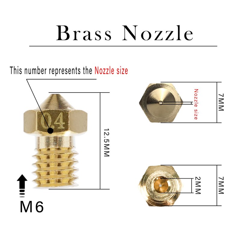 XIFOWE Nozzles 10 pcs 3D Printer Extruders Brass Nozzles for