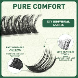Lash Clusters 280Pcs Eyelash Clusters KEYYOU 100D D Curl 9-18MIX Clusters Lashes Thick Super Soft Wispy DIY Eyelash Extension at Home(100D-D,9-18MIX)