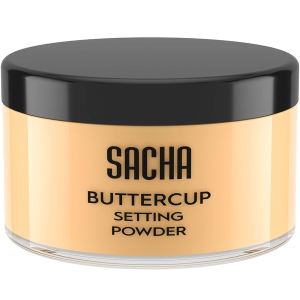 Sacha BUTTERCUP Setting Powder Makeup 1.75 Oz. Translucent Setting Powder for Oily Skin Finishing Powder Loose Powder Makeup Blurring Powder Blurs Fine Lines and Pores For Medium to Dark Skin Tones