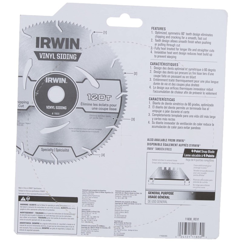 IRWIN Tools MARATHON Vinyl Siding Corded Circular Saw Blade, 7