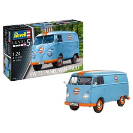 Revell 07726 VW T1 Panel Van (Gulf Decoration) 1:24 Scale Unbuilt/Unpainted Plastic Model Kit Car Remote Controlled Vehicle, Moulded Colour