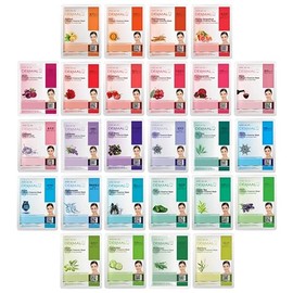 DERMAL Paquete combinado de 26 mascarillas coreanas con esencia de colágeno (rojo y verde) – Mascarilla facial hidratante y calmante con pantenol – Má