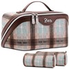 BOYATU Travel Makeup Bag for Women: Scottish Plaid 3 Pcs