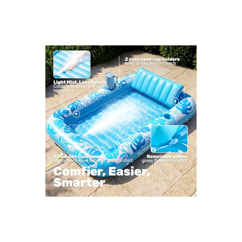 SLOOSH Misting System Inflatable Tanning Pool Lounger Float, 6 in