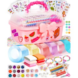 ZESKUU Nano Tape Bubble Kit for Kids - 83Pcs Nano Tape Squishy Maker Kit with Bracelet, Small Bell, Tutorials - DIY Craft Kit Suitable for Birthday Gift Toys for 6 7 8 9 10 11 12 Year Old Boys Girls