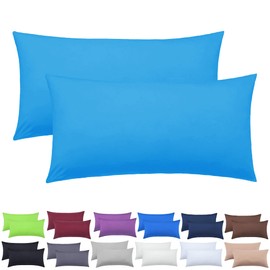 NatureMark Pack of 2 Jersey Cushion Covers, Side Sleeper Pillows, Neck Pillows, Many Sizes and Colours, Oeko-Tex (40 x 60 cm (Suitable for Neck Pillow), Turquoise)