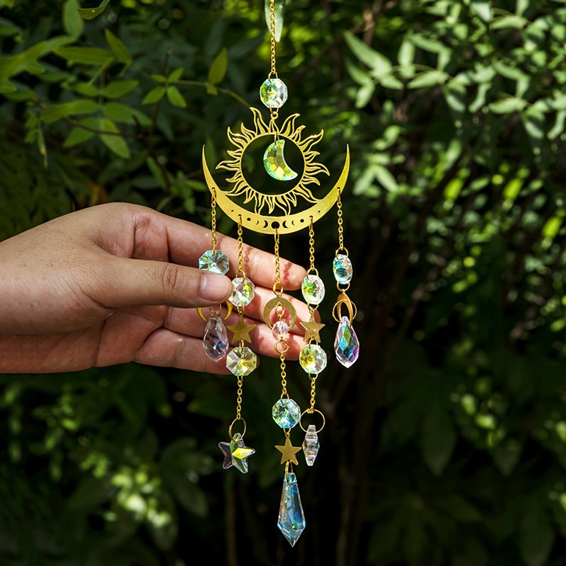 Celestial Sun Catcher for Window and Garden Decor – Gold-Tone