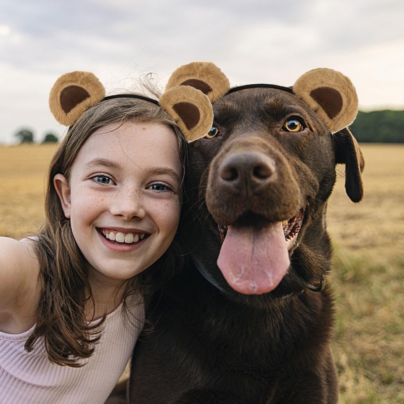CURASA Brown Bear Ears Headband Animal Chipmunk Ears Teddy Bear