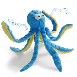 Nocciola Unzerstörbares Hundespielzeug mit Quietscher - Strapazierfähiger Plüsch für Welpen, Erwachsene Hunde und alle Größen (klein, mittel, groß) - Oktopus Blau