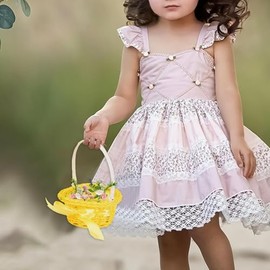 Canasta de bodas rústicas de ratán, canasta de niñas de flores,Contenedor de ratán floral | Cesta de decoración de bodas en el hogar con mango para niños, niñas, niños, adultos