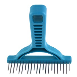 The Untangler Rakes for Grooming and Shedding -silky smooth rotating teeth to easily collect loose hair (Blue, Shedding)