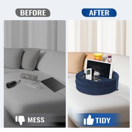 Permade Cup Pillow Holder for Couch – Cup Glass Mug Cozy Pillow | Bed Couch Cup Holder for Snacks, Beverage, Remote | Sofa Drink Buddy for Car, RV, Living Room, Boat, Bedroom (Navy Blue)