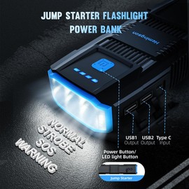 Car Jump Starter, HEMINGSON 2000A Peak Battery Jump Starter Portable 12V Jump Box for Vehicles 7.0L Gas and 5.5L Diesel Engines with 4 Modes LED Lights and Jumper Cable