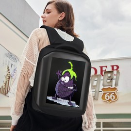 XQCK LED Backpack with App Control,16 Inch Cool DIY Pixel Art Animation Programmable Screen Laptop Backpack,Travel, Motorcycle Backpack