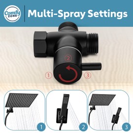 Comfy Zone MS - 10" Rainfall Shower Head with Handheld - High Pressure Shower Heads with Stainless Steel Hose - Rain Shower Head