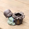 Eveciloo Ceramic Laughing Buddha Maitreya Purple Clay Mini Statue -
