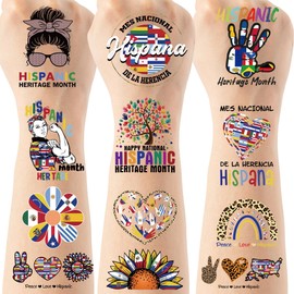 Hispanic Temporary Tattoos Stickers - 100+ Spanish Tattoos for Birthday Party Decorations, Hispanic Party Favors Supplies for Girls Boys Kids, School Class Prize(8 Sheets)