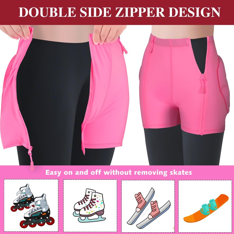 3D Protective Padded Shorts, Kids Zipper Tailbone Protector, Butt and