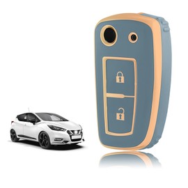 TOOMUME Key Case TPU Car Key Case Fits Nissan Micra K14 Qashqai J11 Juke F15 Xtrail T32 Pulsar C13 Rogue Murano Maxima Altima, Key Cover Protection Key Case - 2 Buttons