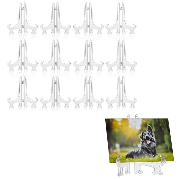 Juxtapiq 12 PCS Mini Plastic Acrylic Easel Display Stands, Clear