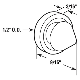 Sentry Supply 658-1055 Door Silencers, 1/2 In., Rubber, Gray, Used on Metal Jambs (100 Pack)