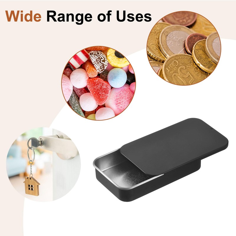 sourcing map 24 Pcs Metal Tin Box Container, Slide Top