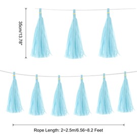 MECCANIXITY 25Pcs Light Blue Tassel Garland Banner with Rope Tissue Paper Tassels Party Tassels DIY Kits for Wedding Birthday Party Decoration
