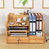 Zyners Bamboo Desk Organizer, Desktop Wood Bookshelf File Organizer, Pen