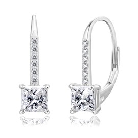 KRKC Moissanite Hoop Earrings: Leverback Ladies' Earrings, 925 Silver, Total 1.0/2.0 ct for Birthday/Anniversary/Women's Gift, Artificial Diamond, Sparkling, Hypoallergenic Metal, Fashionable