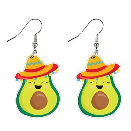 Cinco De Mayo Earrings For Women Cinco De Mayo Outfit Mexican Earrings For Women Cute Style Chili Pepper Cactus Racket Guitar Acrylic Earring Mexican Carnivals Party Jewelry Gifts (Avocado)