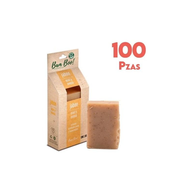 100 Pack Jabón Artesanal Natural Miel Avena 100 G Bam