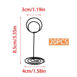 Pine & Linen 20 Pack 8.5cm/3.35inch Table Number Holders, Mini Place Card Holders Cute Photo Holder, Wire Picture Clips for Wedding Party Graduation Reception/Restaurant Home(Black)