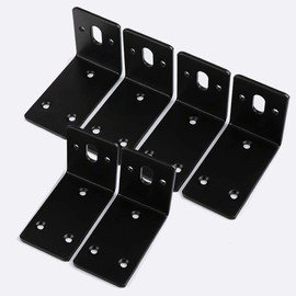 Adjustable Mounting Bracket with Slotted Hole L Shape Black Furniture Corner Angle 90 Degree Construction Angle Connector 80 x 60 x 45 mm Pack of 6
