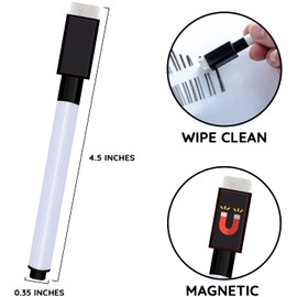 Autoau Whiteboard Markers, Pack of 10, Foil Pen, Wipe Clean with Magnetic Dry Erase Marker Pens, Black for Whiteboards, Memo Board, Pin Board, Flipchart Marker (11.3 x 1 cm)