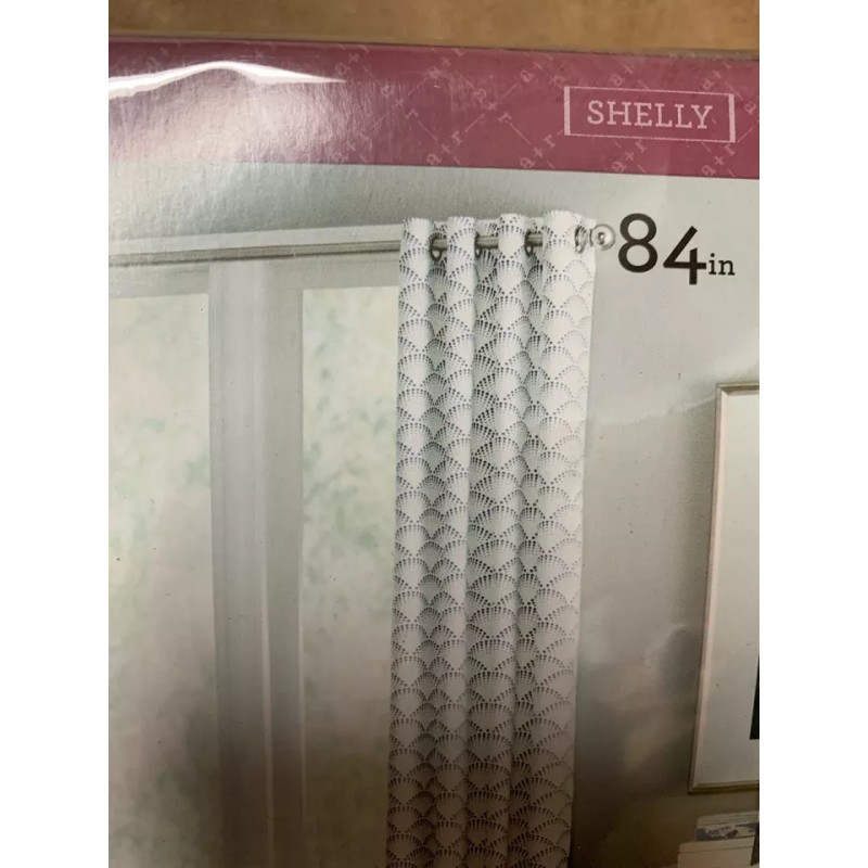 allen + roth 84'' White Navy Cotton Light Filtering Grommet