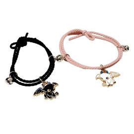 Matching Bracelets for Couples Dragon Charms Black Pink Bracelet Set Lovers Boyfriend Girlfriend Gift