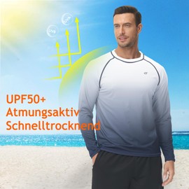 Huayuzh Rashguard UV Shirt Men's Long-Sleeved Swimming T-Shirt Quick-Drying Breathable Surfing Fishing Hiking Top, 4-gradient colour: grey